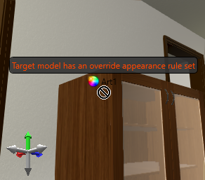 Drag Appearance with override Image showing an Appearance being dragged onto a target model with an override applied