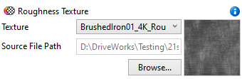 Appearance Roughness Texture Image showing the Roughness Texture user interface in a 3D Document