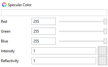 Appearance Specular Color Image showing the Specular Color user interface in a 3D Document