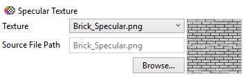 Appearance Specular Texture Image showing the Specular Texture user interface in a 3D Document